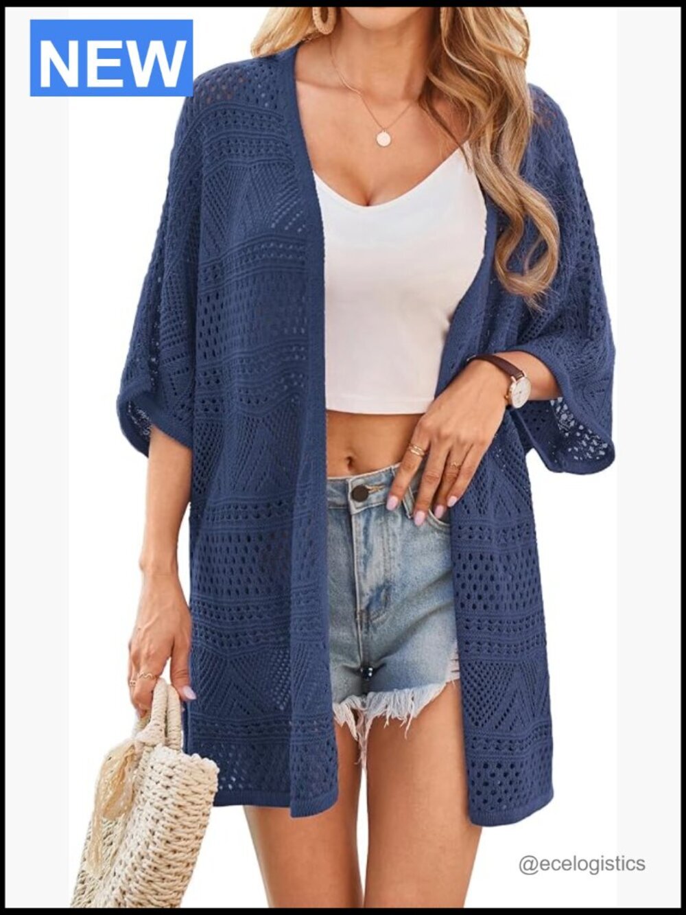 Oversized Short Sleeve Crochet Cardigan Lightweight Boho Kimono